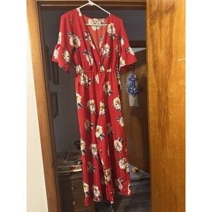 True Destiny Red Pants Suite With Flowers Size Large